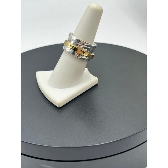 Silpada Sterling Silver and 14k Gold Plated Spinner Ring R1476 model Sz 7.25 - Picture 3 of 9